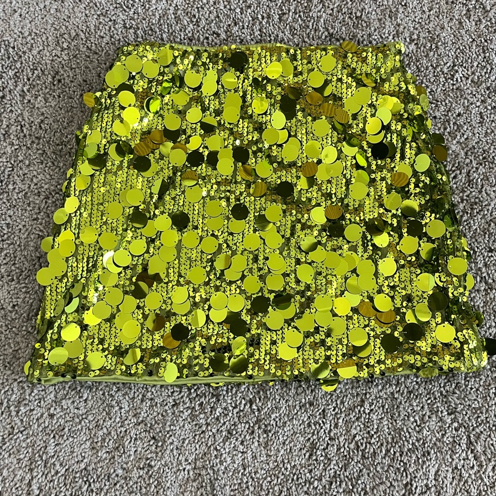 Green Sequin Embellished Skirt